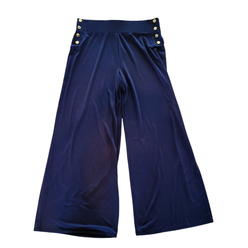 293B. H Halston NWOT Blue Stretchy Wide Legged Pants - Size Medium